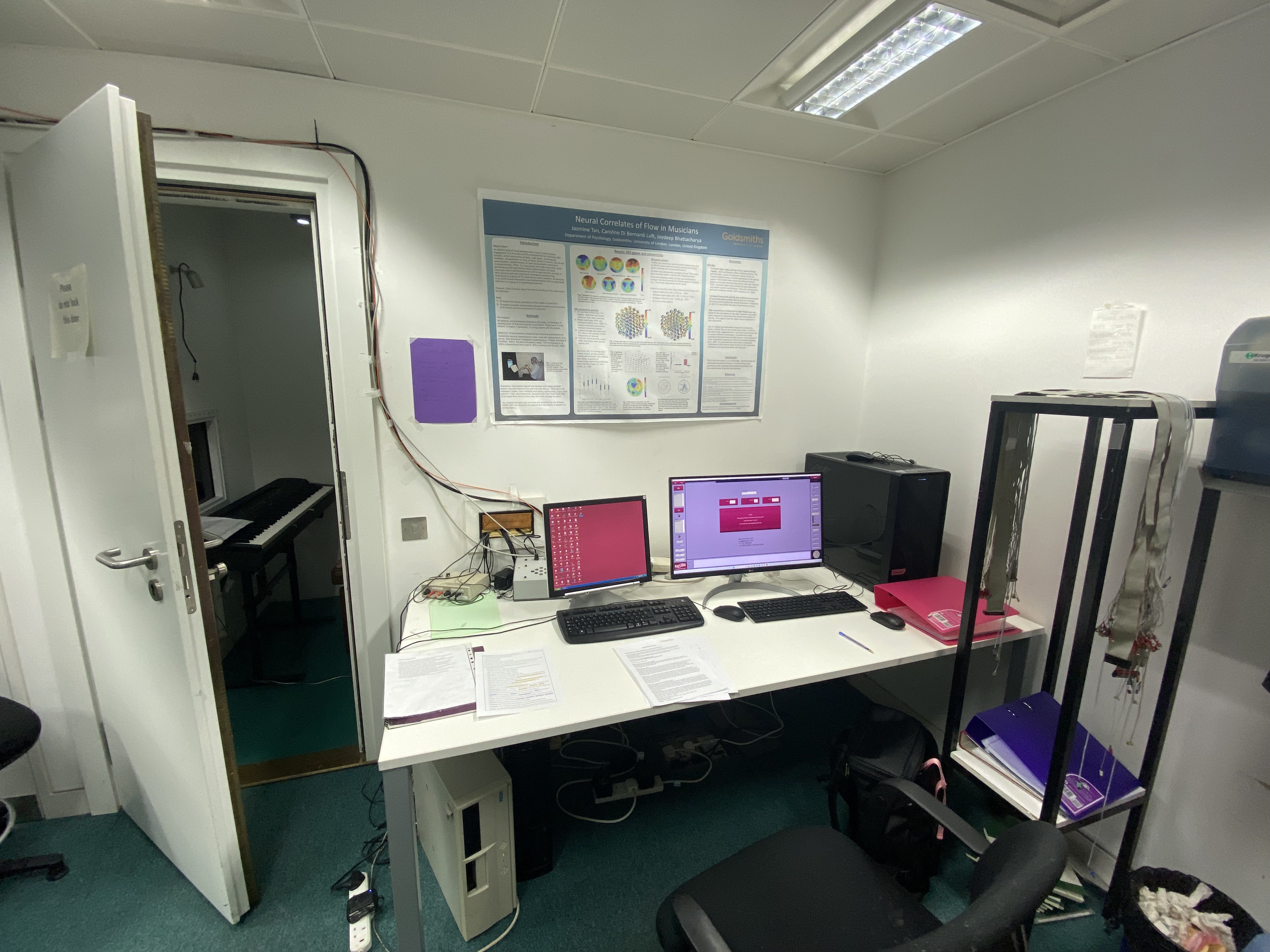 Inside the EEG lab at Goldsmiths University where I ran experiments for 6 months as part of my MSc studies.