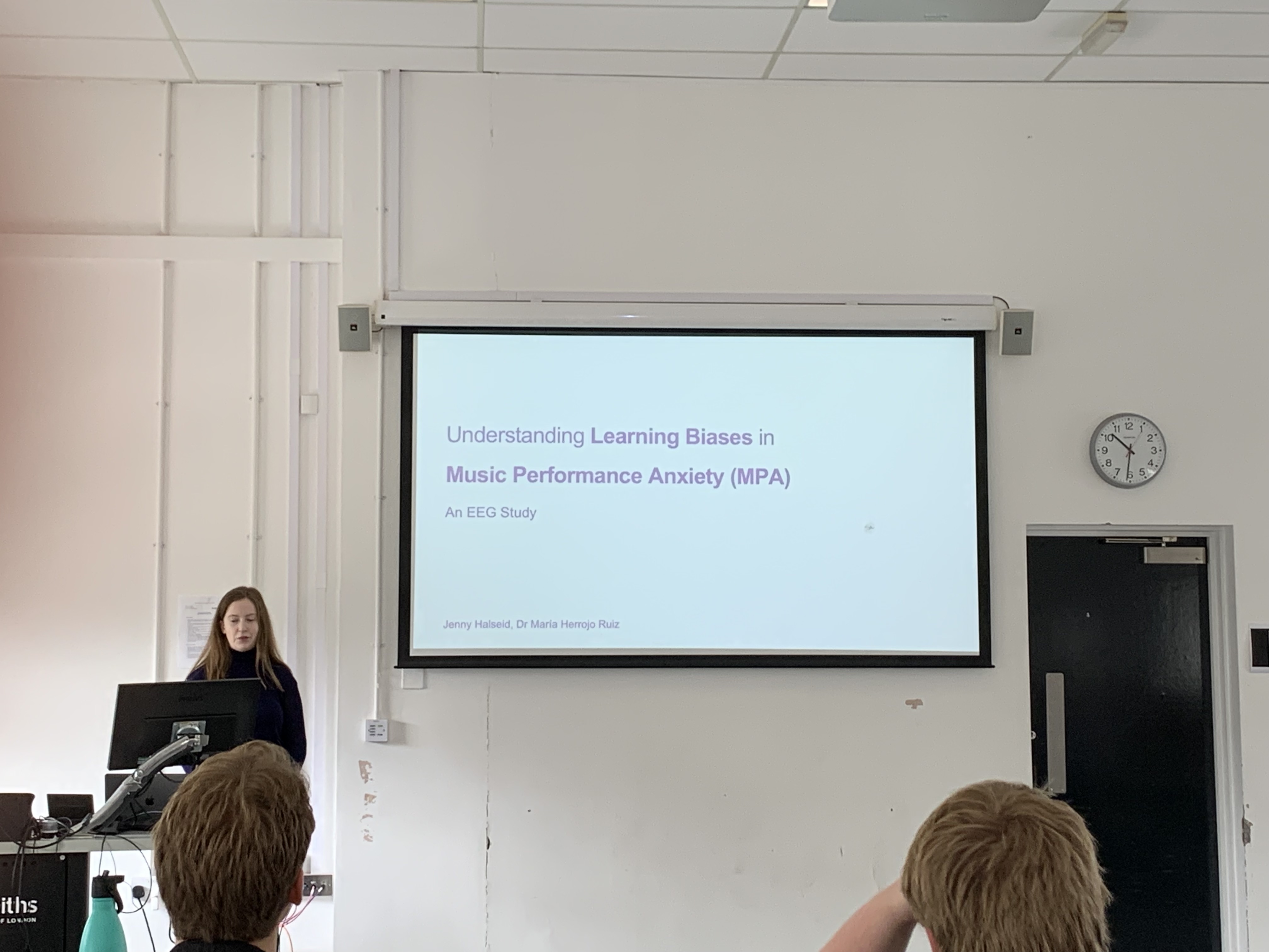 Presenting my dissertation project on music performance anxiety and biomarkers at Goldsmiths University.