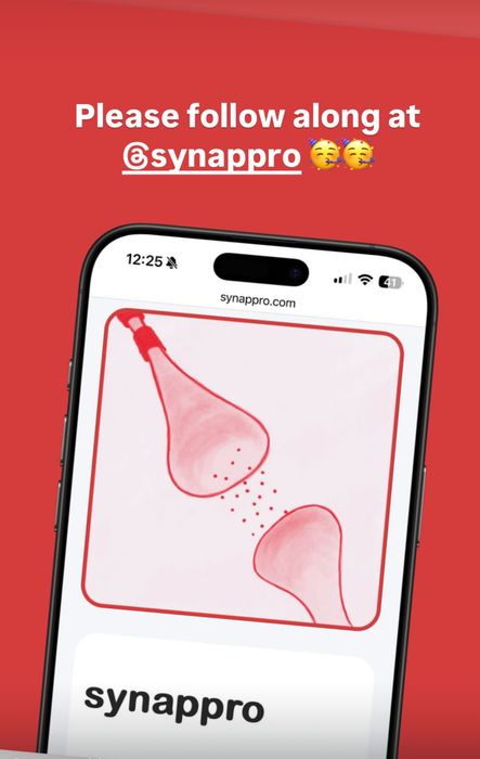 Instagram promo graphic inviting people to follow @synappro