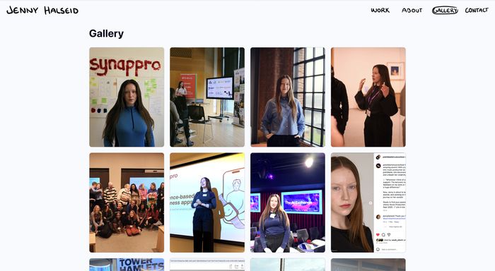 jennyhalseid.com about page screenshot showing press features and awards